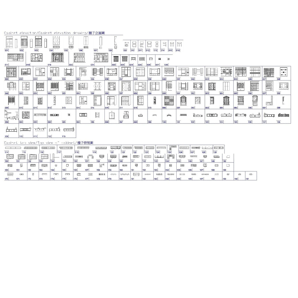 191 Furniture CAD Blocks DWG – Cabinet Top & Elevation | AutoCAD Cabinet Blocks Pack - DesignAssets
