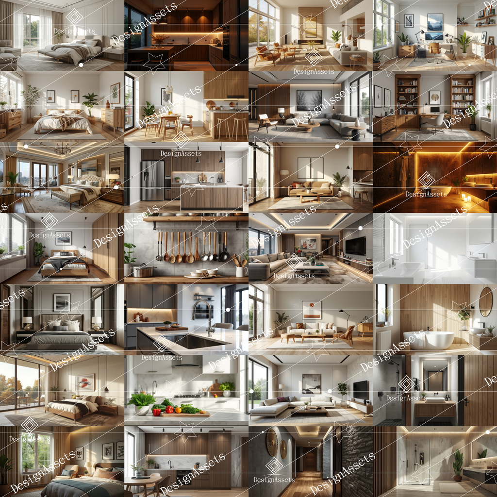 Modern Home Interior Photo Pack (50 Images) – Living Room, Kitchen & Bedroom Design - DesignAssets