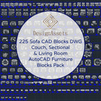 225 Sofa CAD Blocks DWG – Couch, Sectional & Living Room | AutoCAD Furniture Blocks Pack