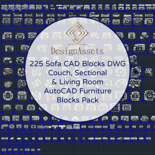 225 Sofa CAD Blocks DWG – Couch, Sectional & Living Room | AutoCAD Furniture Blocks Pack