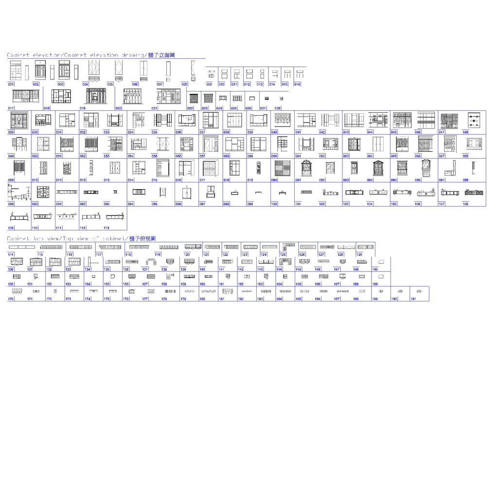 191 Furniture CAD Blocks DWG – Cabinet Top & Elevation | AutoCAD Cabinet Blocks Pack - DesignAssets