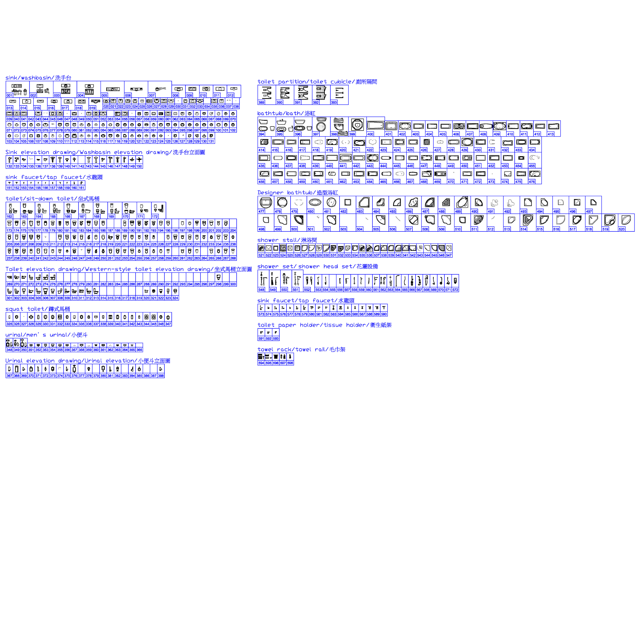 598 Bathroom CAD Blocks DWG – Sink, Toilet, Urinal & Fixtures | AutoCAD Bathroom Blocks Pack