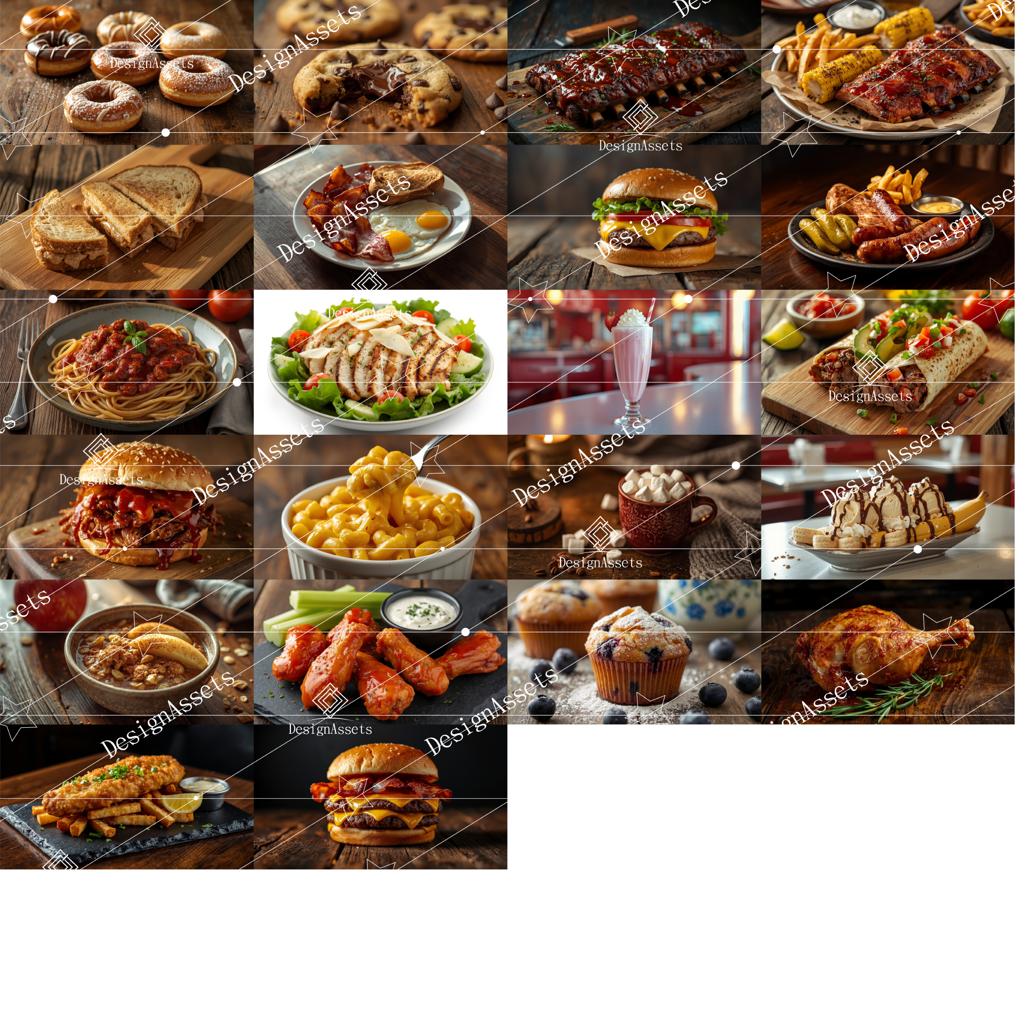 American Food Photo Pack (50 Images) – Burgers, Fries & Classic USA Cuisine