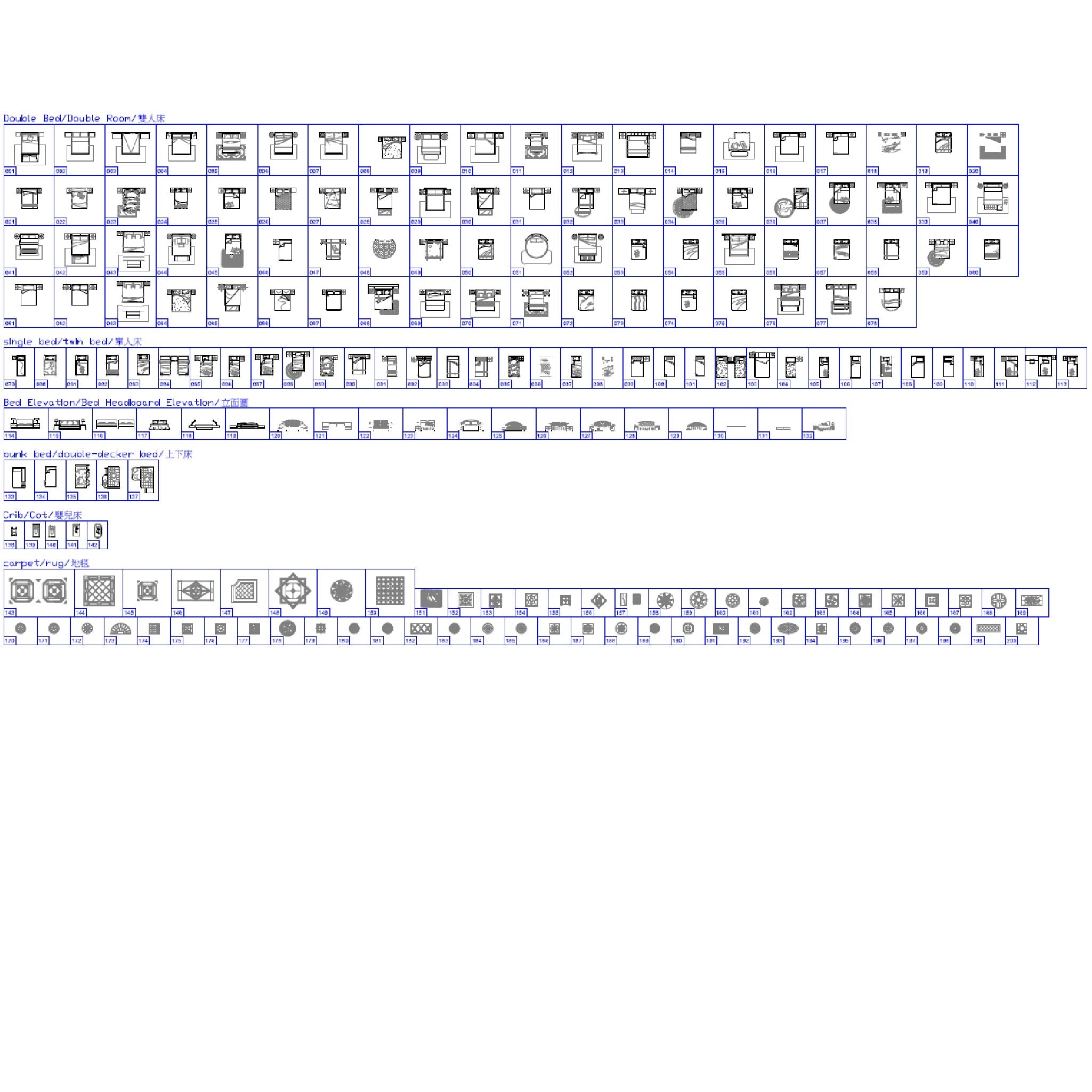 200 Bed CAD Blocks DWG – Single, Double, Bunk & Baby Bed | AutoCAD Furniture Blocks Pack