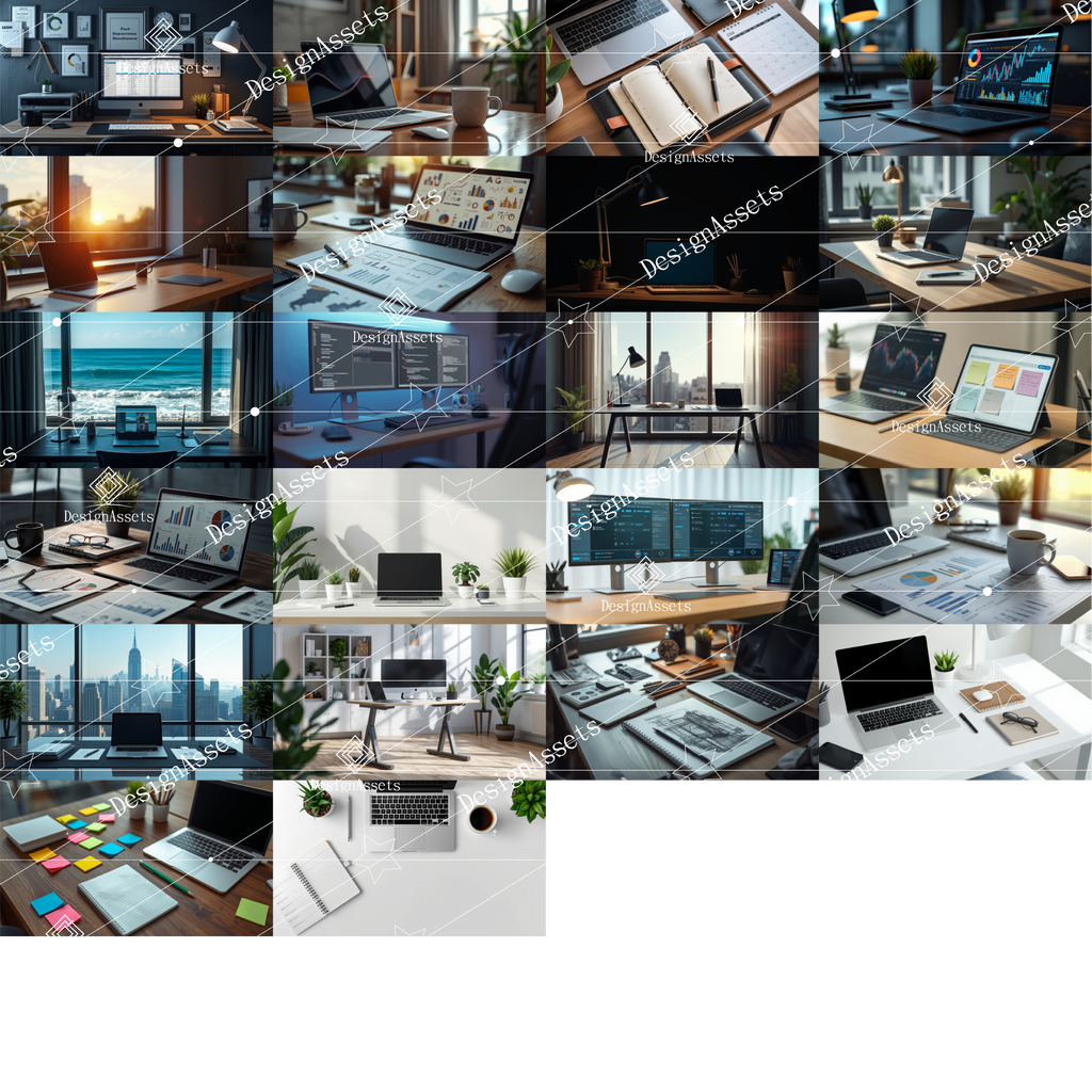 Productivity Workspace Photo Pack (50 Images) – Modern Desk, Laptop & Work Setup - DesignAssets