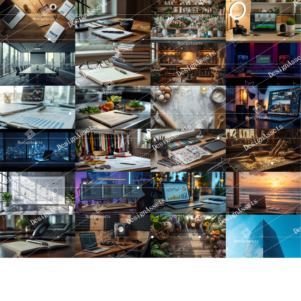 Modern Work Scene Photo Pack (52 Images) – Office, Laptop & Productivity Stock Photos - DesignAssets