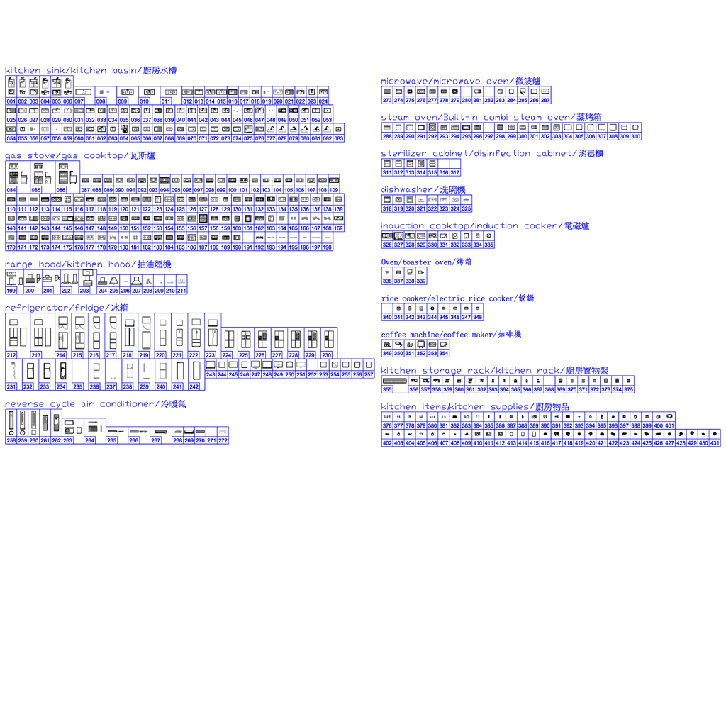 431 Kitchen CAD Blocks DWG – Sink, Stove, Fridge & Appliances | AutoCAD Kitchen Blocks Pack - DesignAssets