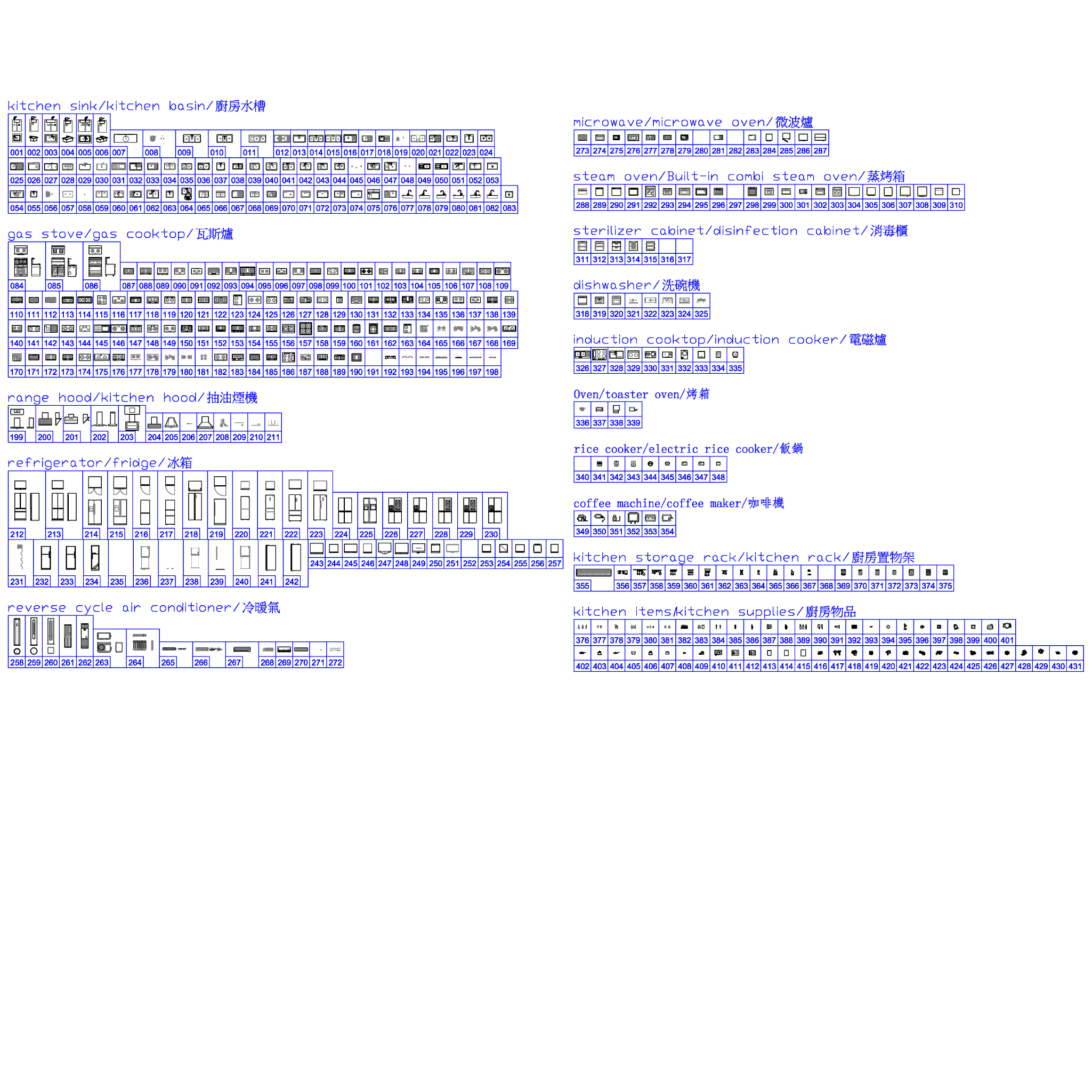 431 Kitchen CAD Blocks DWG – Sink, Stove, Fridge & Appliances | AutoCAD Kitchen Blocks Pack