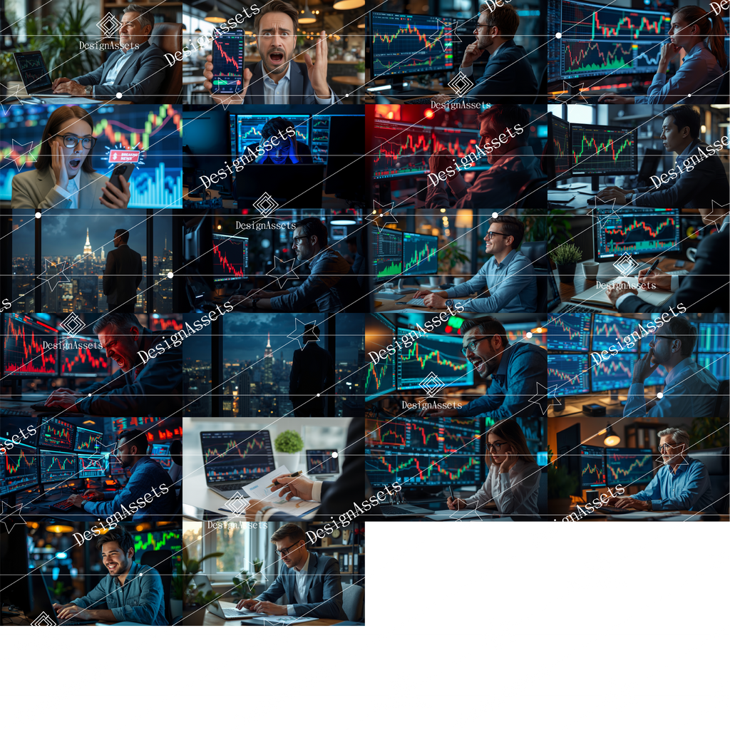 Investor Emotion Photo Pack (50 Images) – Fear, Greed & Stock Market Psychology - DesignAssets