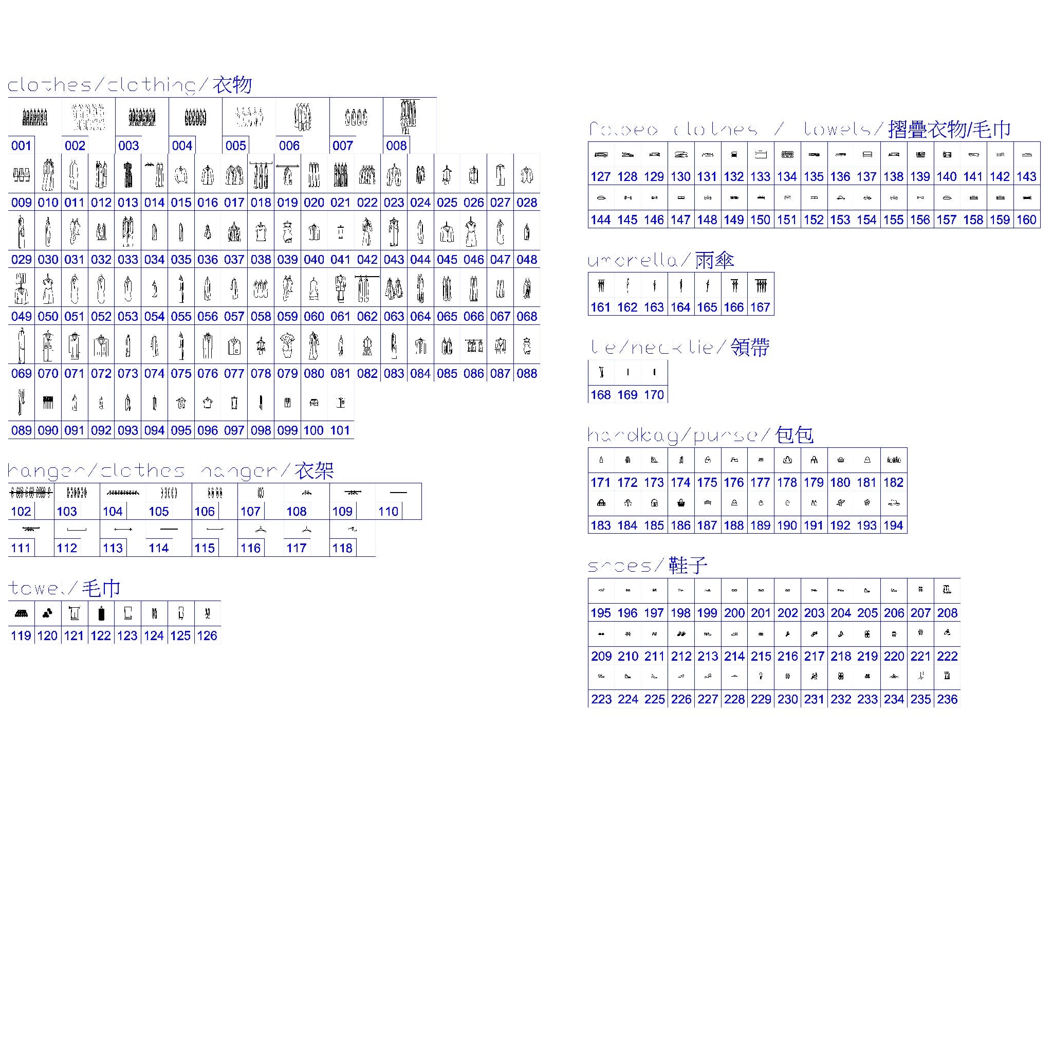 236 Clothes & Accessories CAD Blocks DWG – Clothing, Bag, Shoes | AutoCAD Interior Blocks Pack