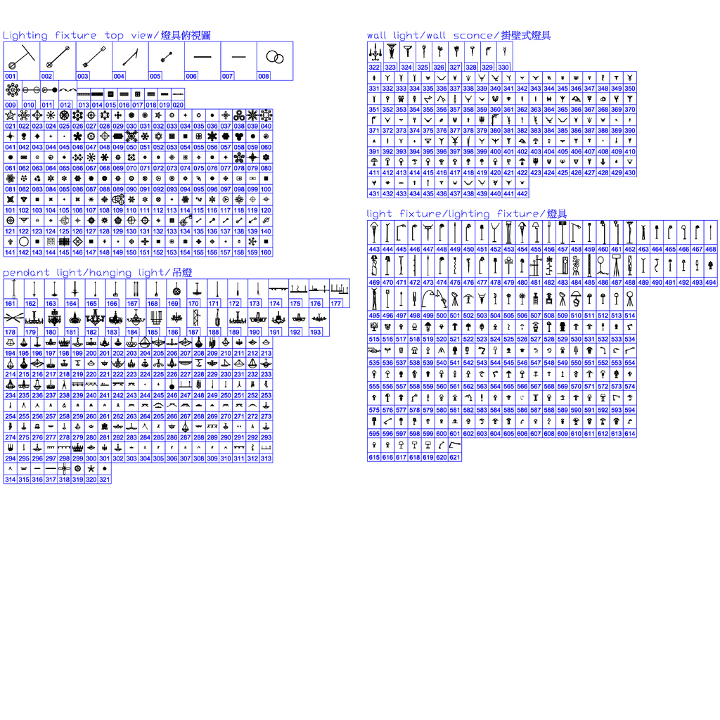621 Lighting CAD Blocks DWG – Lamp, Ceiling & Wall Light | AutoCAD Light Fixture Pack - DesignAssets