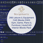 266 Leisure & Equipment CAD Blocks DWG – Gym, Game, Piano & Furniture | AutoCAD Interior Blocks Pack - DesignAssets
