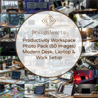 Productivity Workspace Photo Pack (50 Images) – Modern Desk, Laptop & Work Setup - DesignAssets