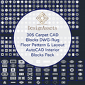 305 Carpet CAD Blocks DWG – Rug, Floor Pattern & Layout | AutoCAD Interior Blocks Pack - DesignAssets