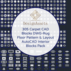 305 Carpet CAD Blocks DWG – Rug, Floor Pattern & Layout | AutoCAD Interior Blocks Pack - DesignAssets