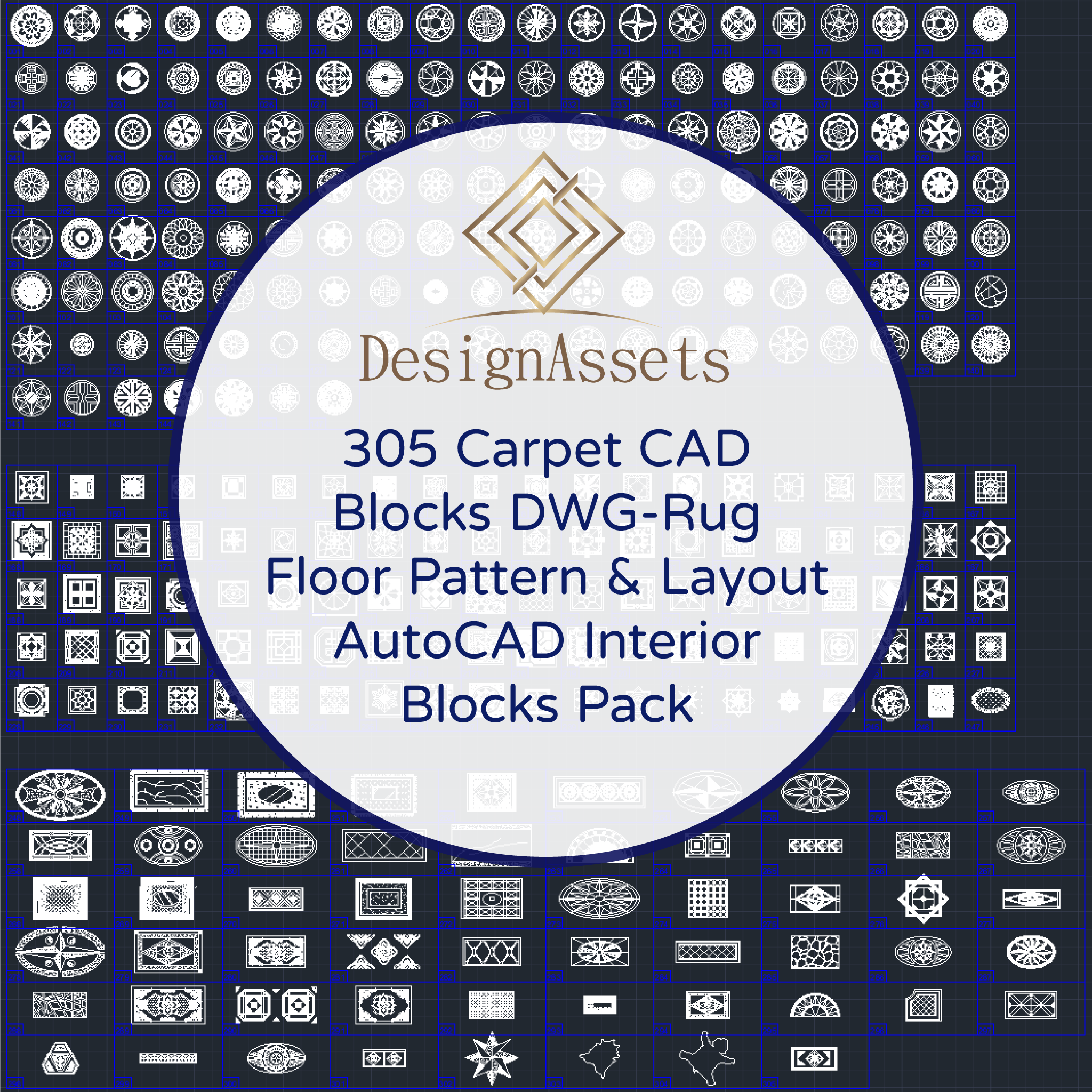 305 Carpet CAD Blocks DWG – Rug, Floor Pattern & Layout | AutoCAD Interior Blocks Pack