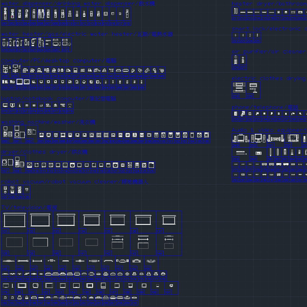 307 Appliances CAD Blocks DWG – Electronics, Washer, TV & Computer | AutoCAD Interior Blocks Pack - DesignAssets