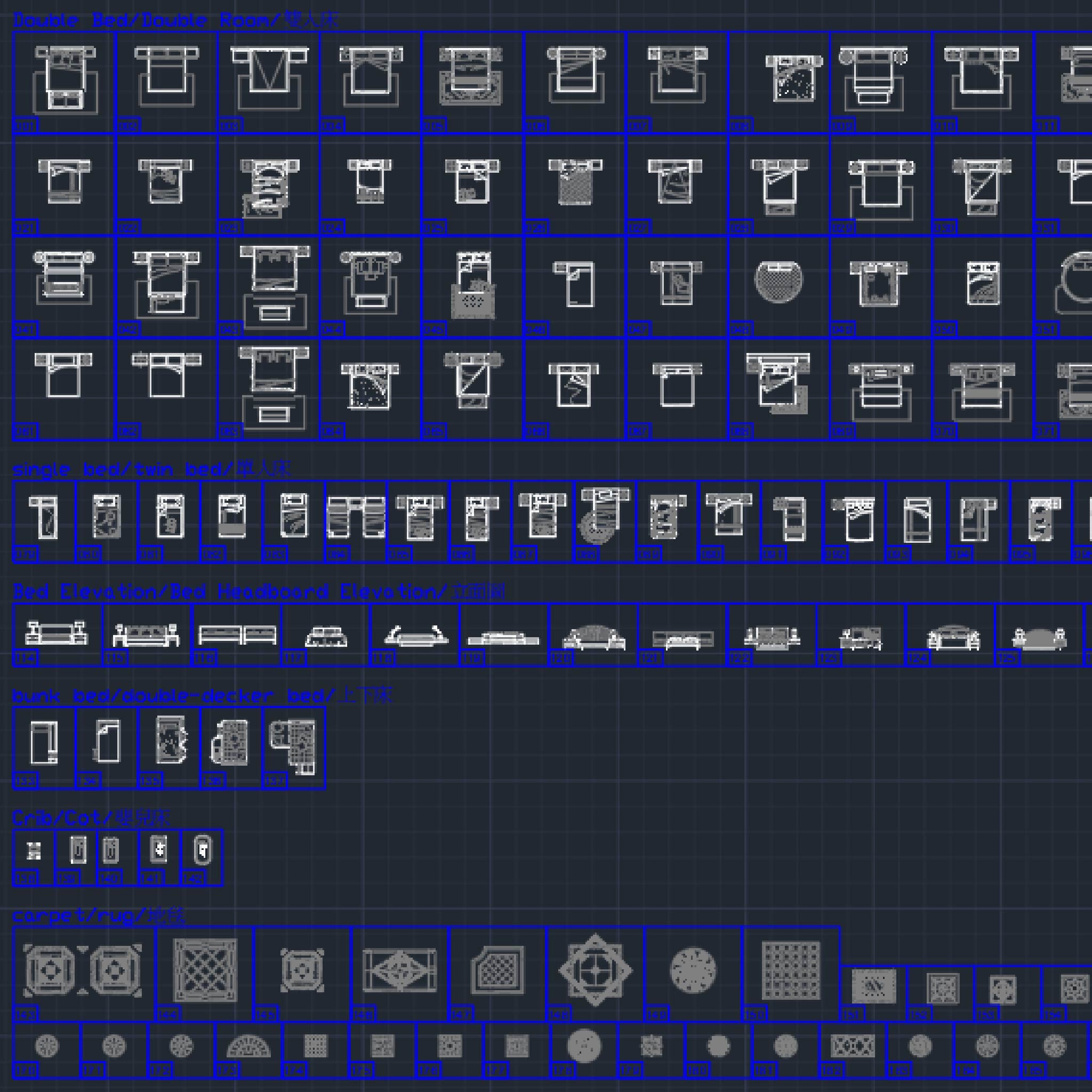 200 Bed CAD Blocks DWG – Single, Double, Bunk & Baby Bed | AutoCAD Furniture Blocks Pack