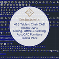 416 Table & Chair CAD Blocks DWG – Dining, Office & Seating | AutoCAD Furniture Blocks Pack - DesignAssets