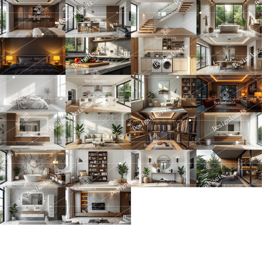 Modern Home Interior Photo Pack (50 Images) – Living Room, Kitchen & Bedroom Design - DesignAssets