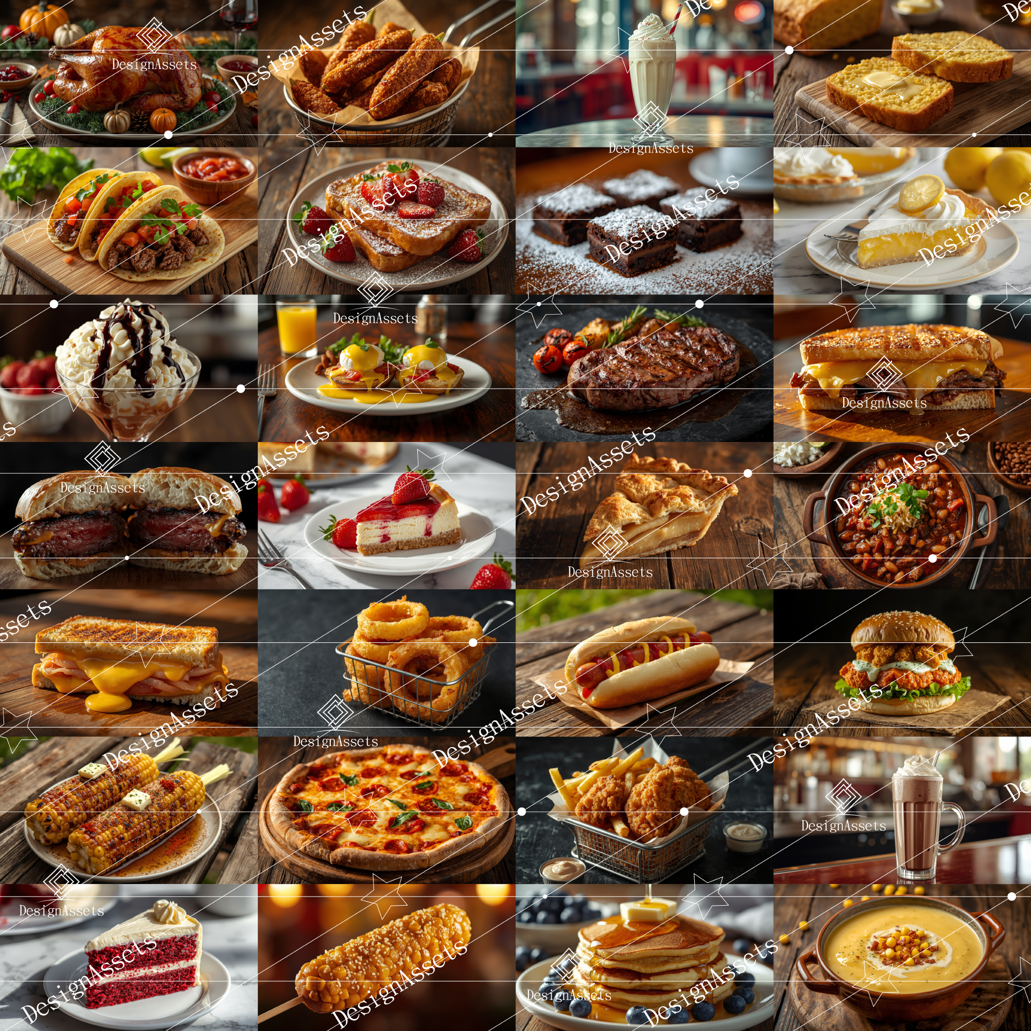 American Food Photo Pack (50 Images) – Burgers, Fries & Classic USA Cuisine
