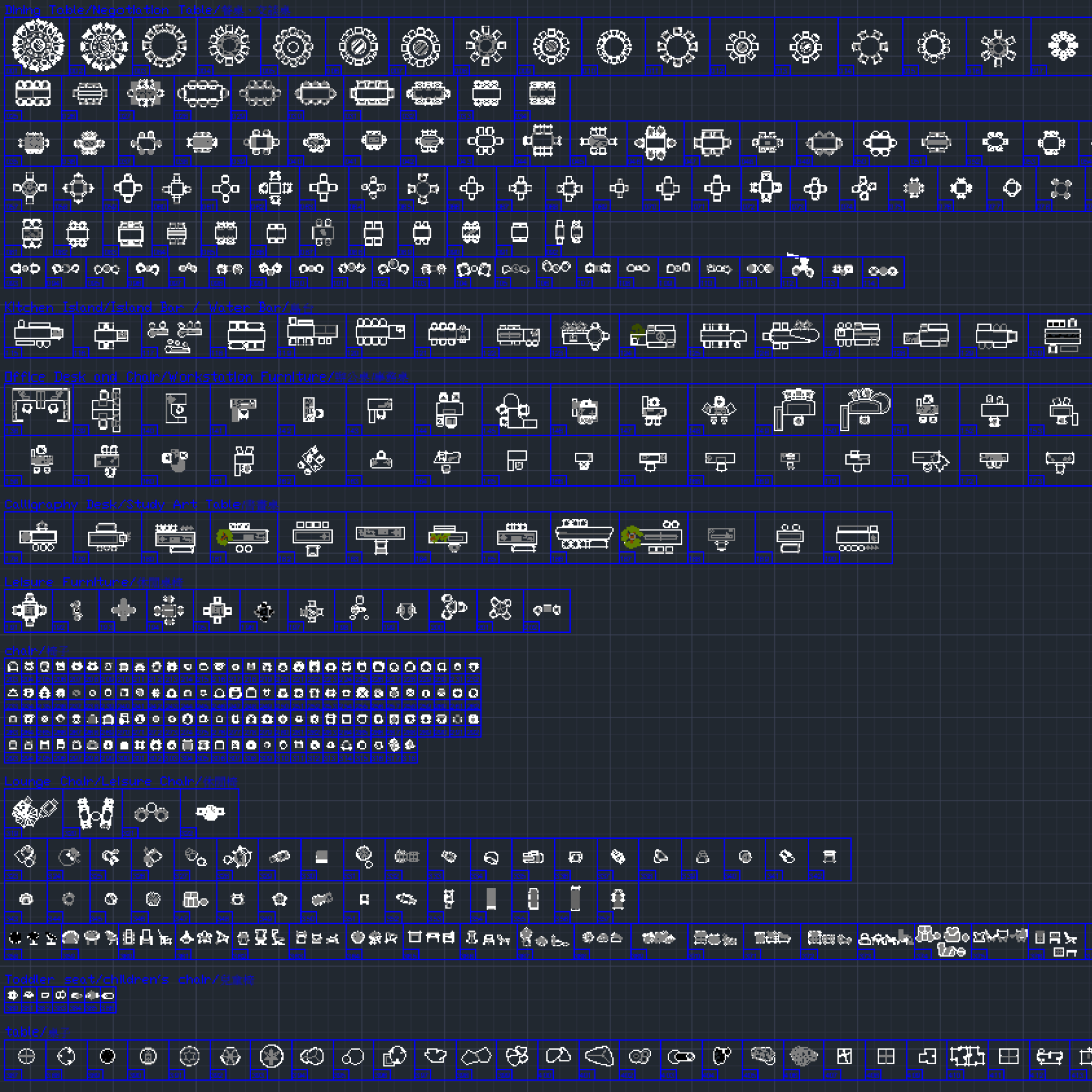 416 Table & Chair CAD Blocks DWG – Dining, Office & Seating | AutoCAD Furniture Blocks Pack
