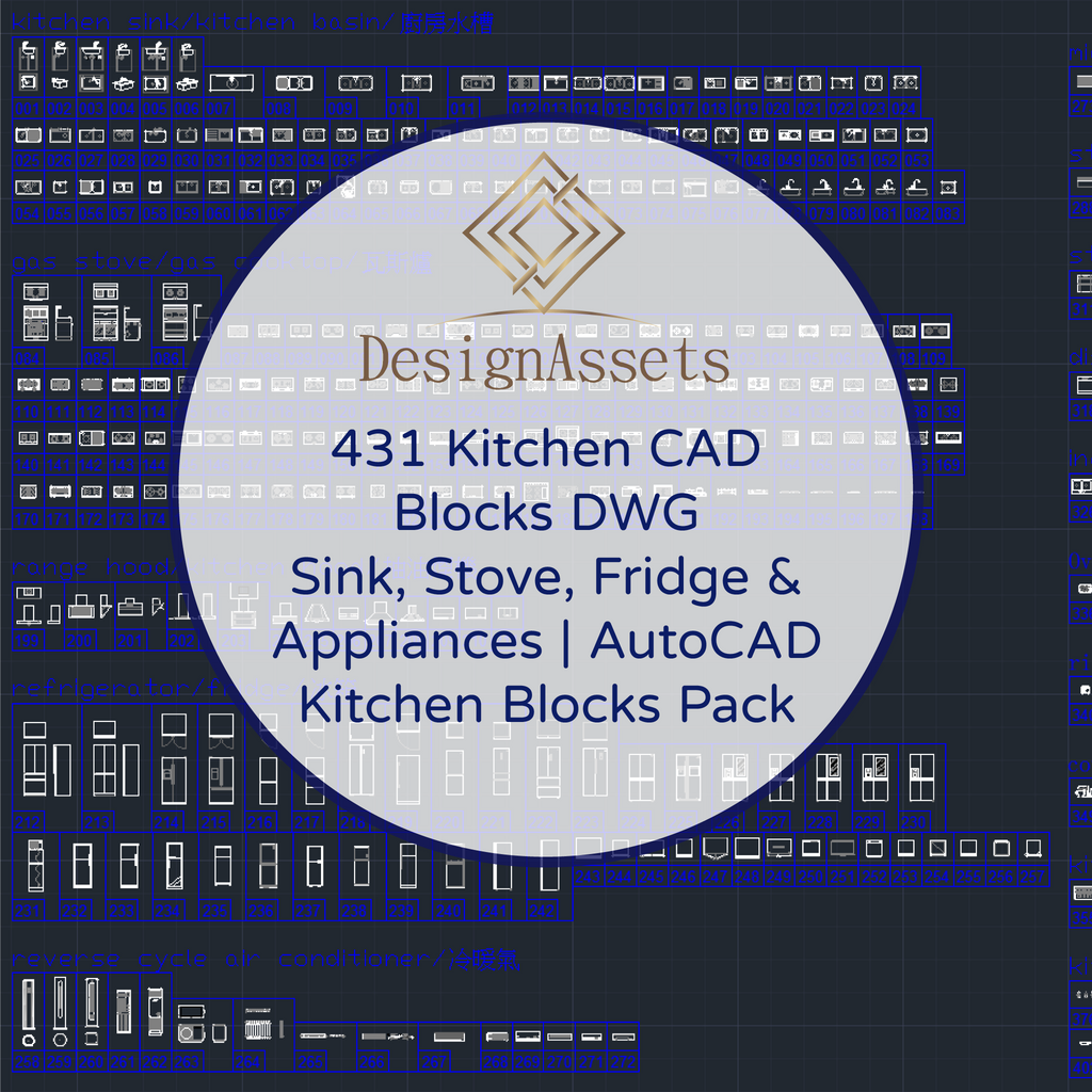 431 Kitchen CAD Blocks DWG – Sink, Stove, Fridge & Appliances | AutoCAD Kitchen Blocks Pack - DesignAssets