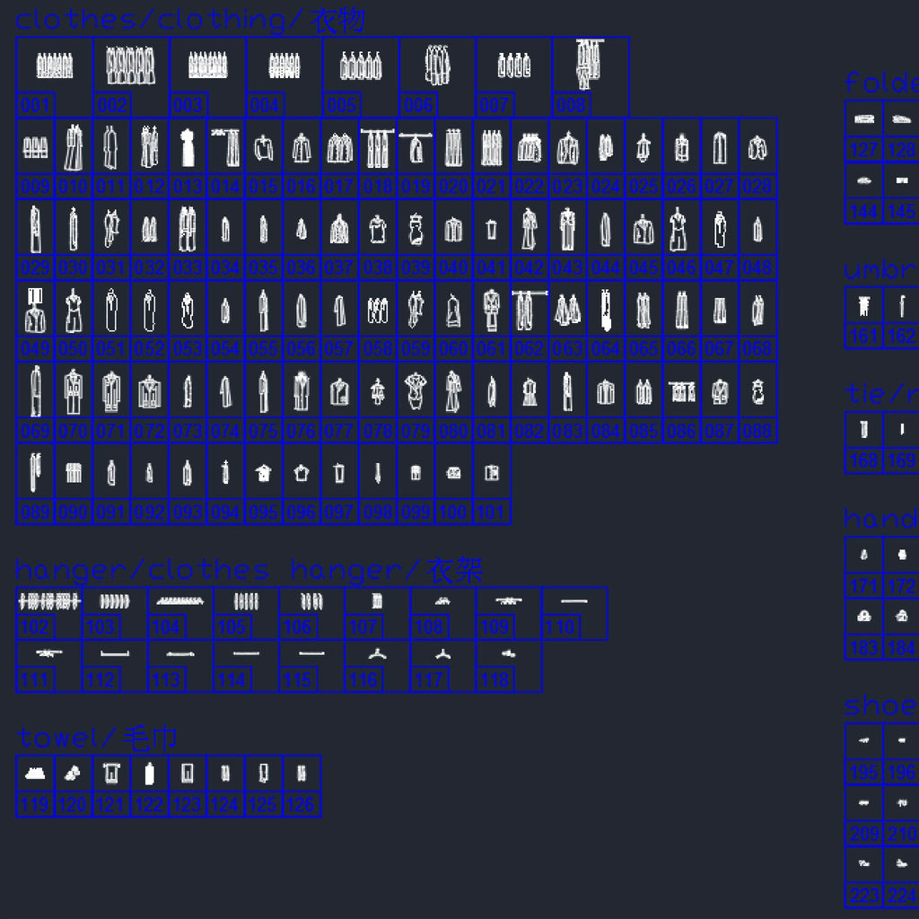 236 Clothes & Accessories CAD Blocks DWG – Clothing, Bag, Shoes | AutoCAD Interior Blocks Pack - DesignAssets