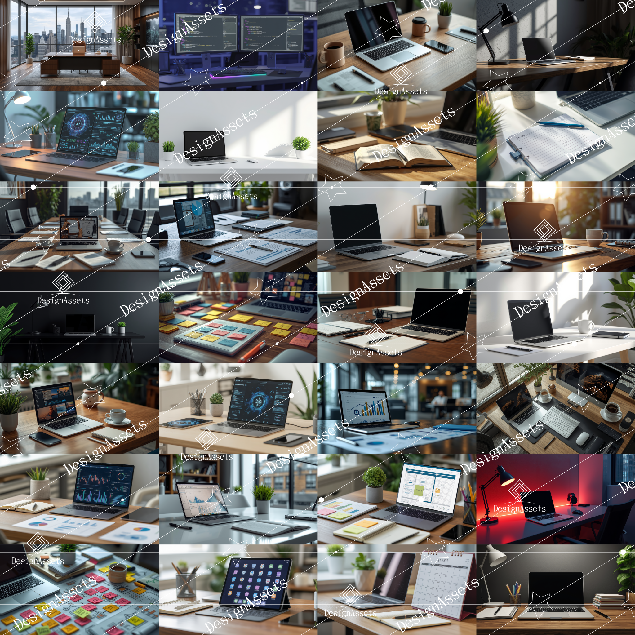 Productivity Workspace Photo Pack (50 Images) – Modern Desk, Laptop & Work Setup - DesignAssets