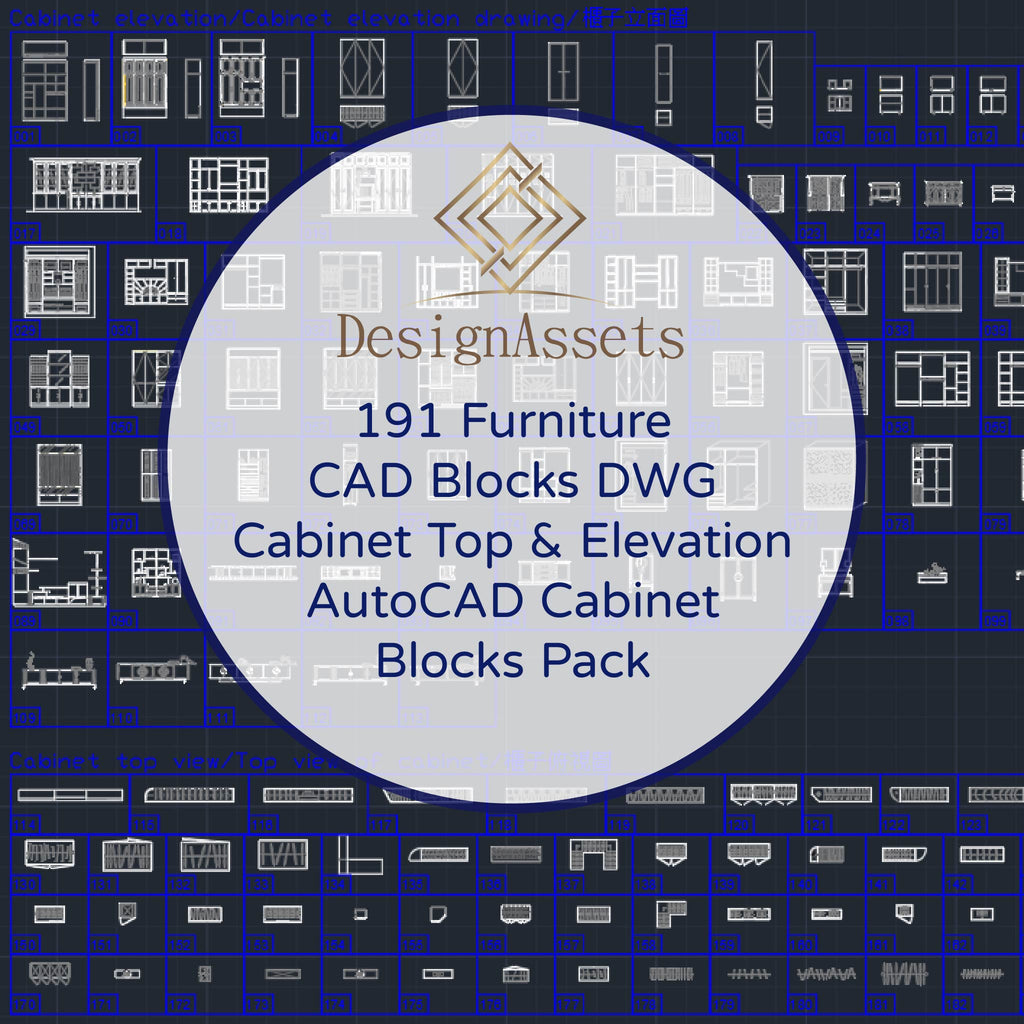 191 Furniture CAD Blocks DWG – Cabinet Top & Elevation | AutoCAD Cabinet Blocks Pack - DesignAssets