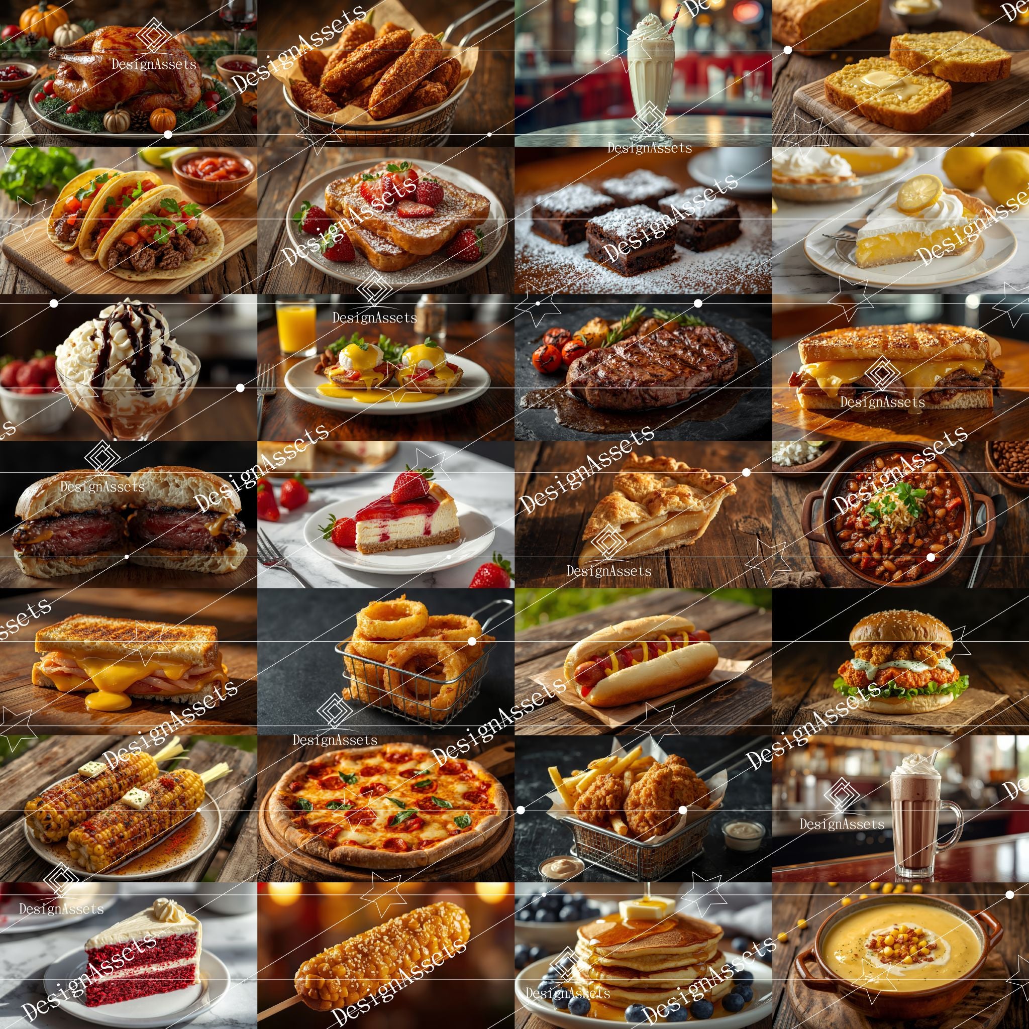 American Food Photo Pack (50 Images) – Burgers, Fries & Classic USA Cuisine - DesignAssets