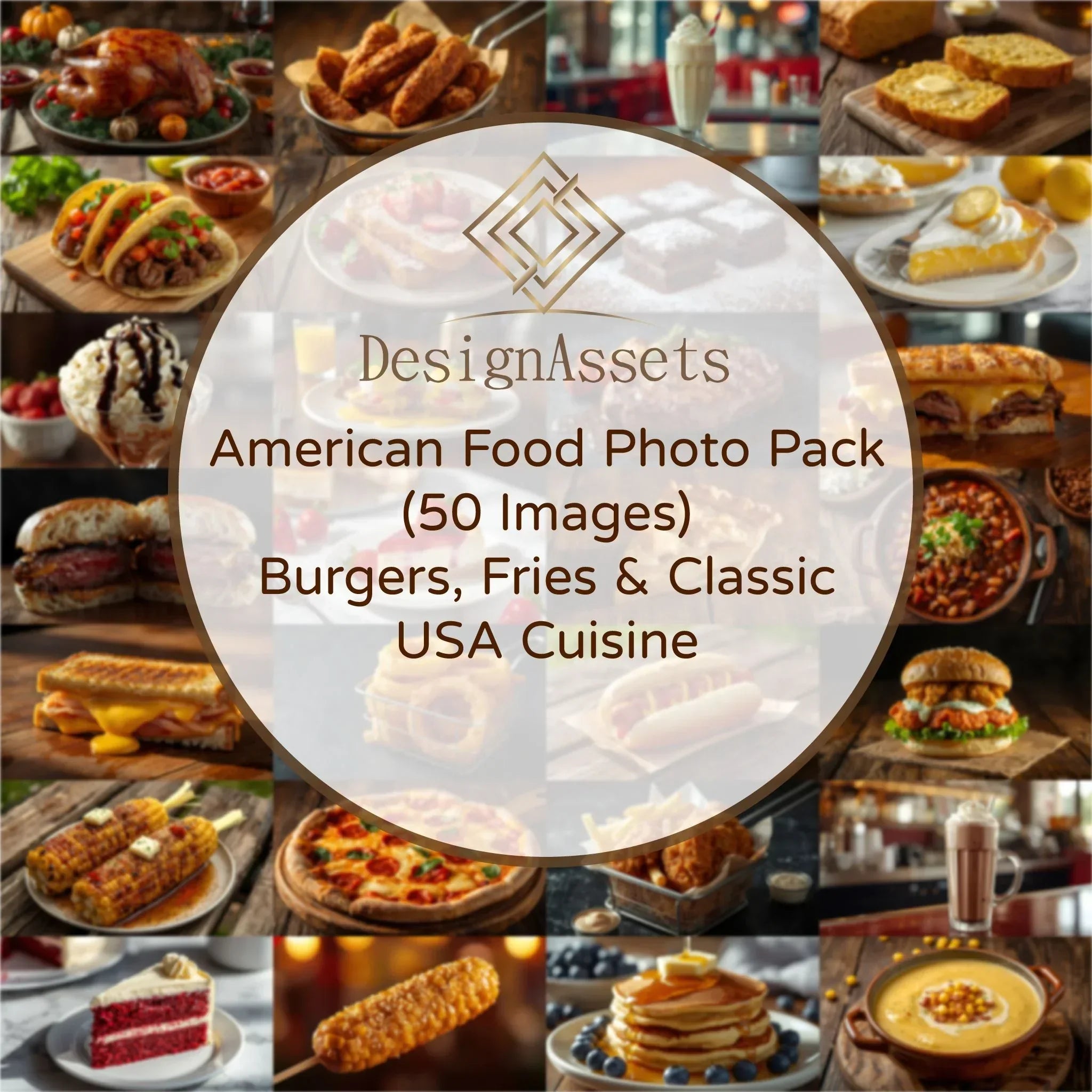 American Food Photo Pack (50 Images) – Burgers, Fries & Classic USA Cuisine - DesignAssets