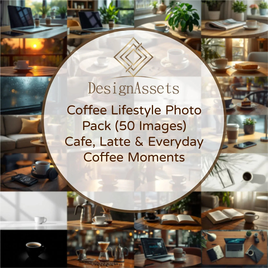Coffee Lifestyle Photo Pack (50 Images) – Cafe, Latte & Everyday Coffee Moments - DesignAssets
