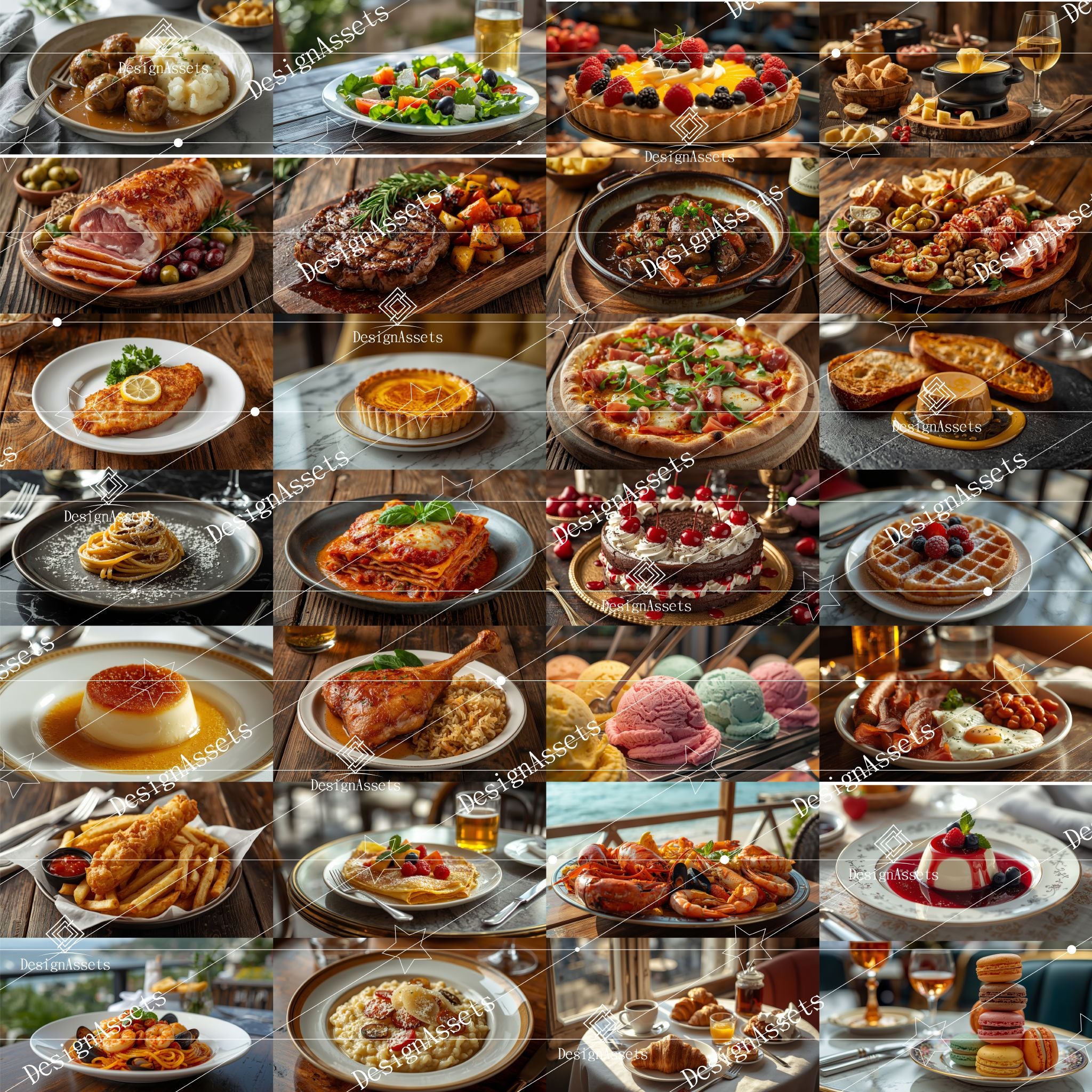 European Food Photo Pack (50 Images) – Pasta, Steak, Bread & Classic European Cuisine - DesignAssets