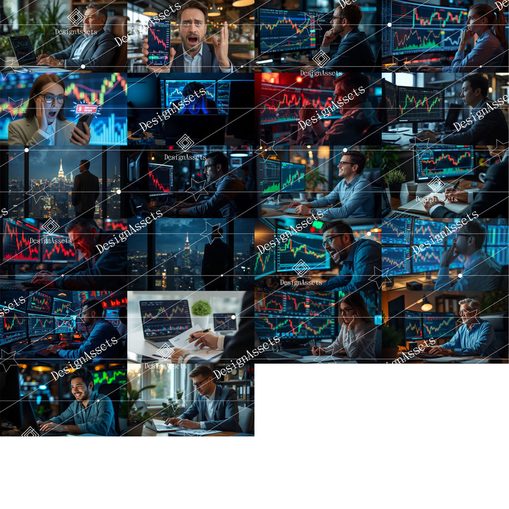 Investor Emotion Photo Pack (50 Images) – Fear, Greed & Stock Market Psychology - DesignAssets