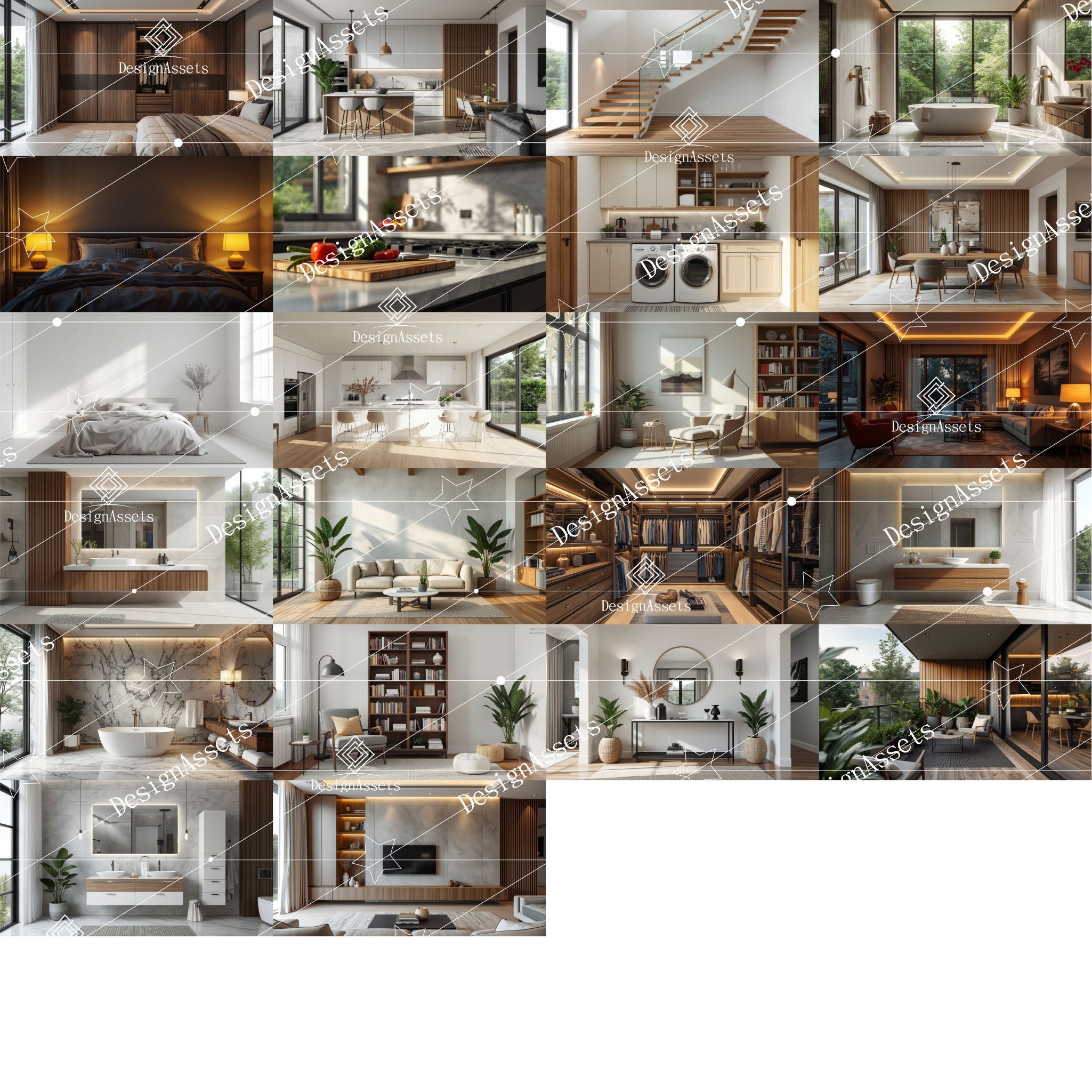 Modern Home Interior Photo Pack (50 Images) – Living Room, Kitchen & Bedroom Design - DesignAssets