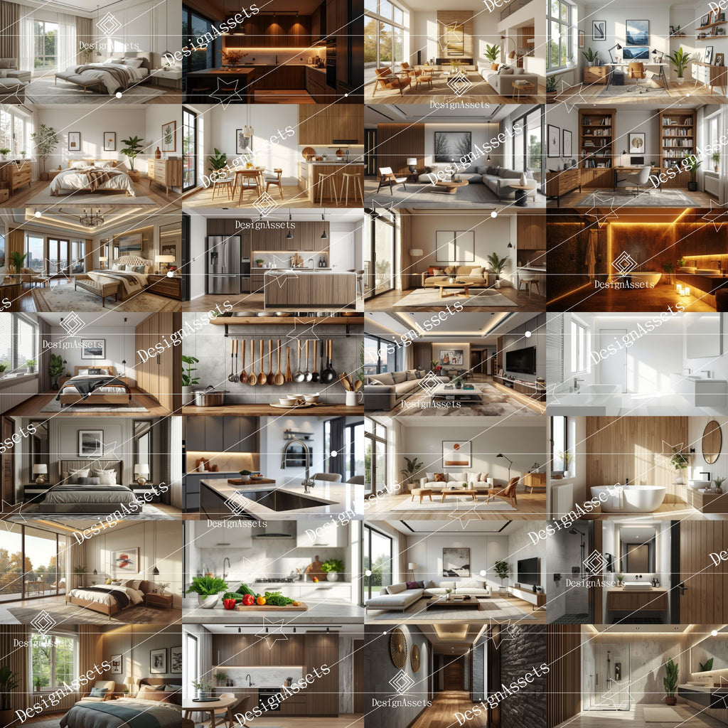 Modern Home Interior Photo Pack (50 Images) – Living Room, Kitchen & Bedroom Design - DesignAssets