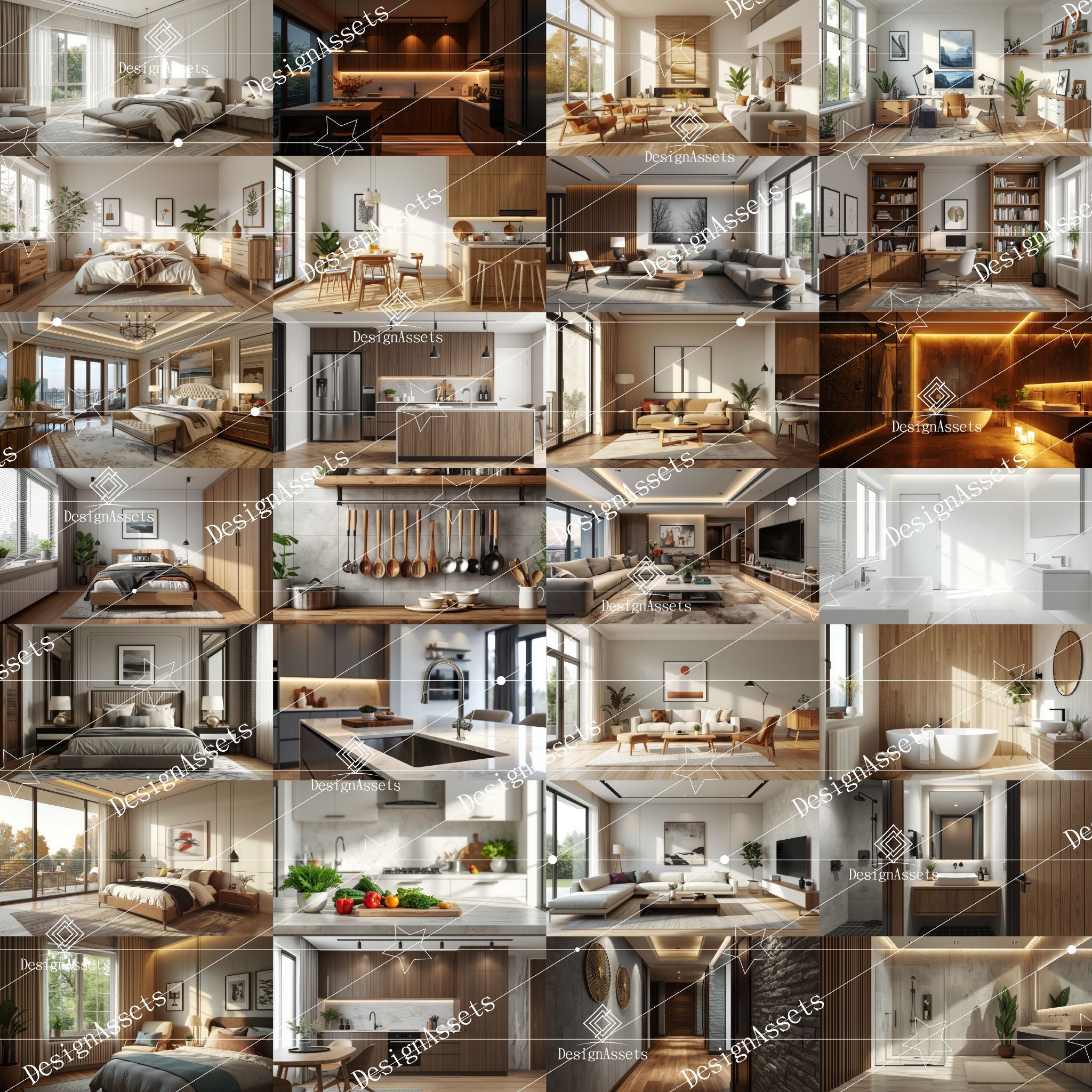 Modern Home Interior Photo Pack (50 Images) – Living Room, Kitchen & Bedroom Design - DesignAssets
