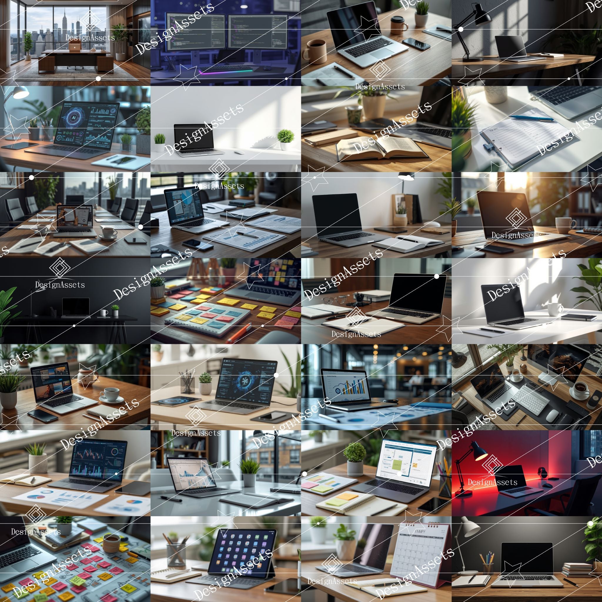 Productivity Workspace Photo Pack (50 Images) – Modern Desk, Laptop & Work Setup - DesignAssets